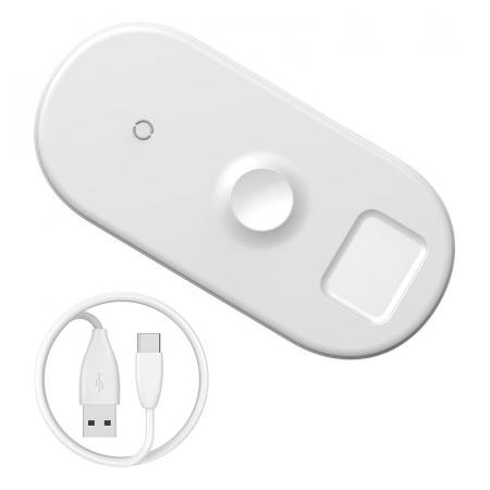 Беспроводное зарядное устройство Baseus 3в1 Smart Wireless Charger (WX3IN1-B02) White, белый