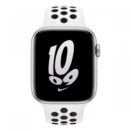 Apple Watch Nike SE (2022), 44 мм корпус из алюминия цвета «Silver», ремешок Nike Sport Band размера S/M цвета «Summit White/Black» Apple Watch Nike SE (2022), 44 мм корпус из алюминия цвета «Silver», ремешок Nike Sport Band размера S/M цвета «Summit White/Black»