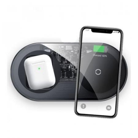 Беспроводное зарядное устройство Baseus Simple 2в1 Wireless Charger BS-W508X (WXJK-A01) Black, черный