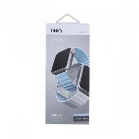 Ремешок UNIQ для Apple Watch 42/44/45/49 мм Revix reversible Magnetic (45MM-REVWHTBLU) Белый/Арктический синий