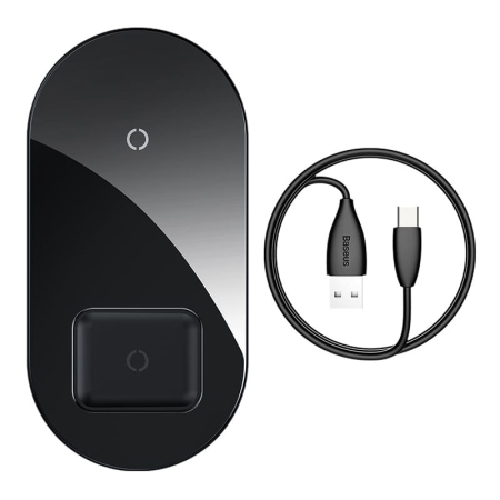 Беспроводное зарядное устройство Baseus 2в1 Simple Wireless Charger (BS-W508 WXJK-CA02) Black, черный