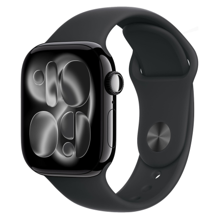 Apple Watch Series 11, 42 мм корпус из алюминия цвета «Jet Black», ремешок Sport Band размера M/L цвета «Black»