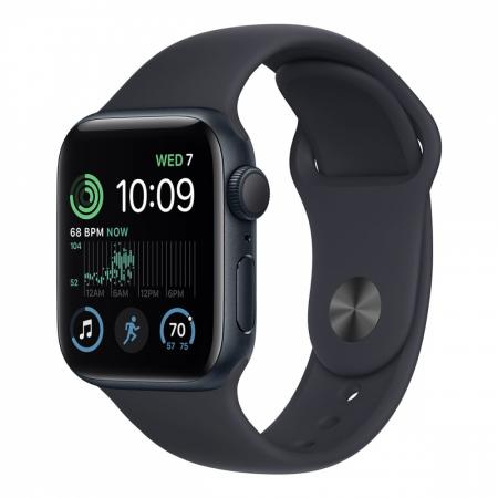 Apple Watch SE (2022), 40 мм корпус из алюминия цвета «Midnight», ремешок Sport Band размера S/M цвета «Midnight» Apple Watch SE (2022), 40 мм корпус из алюминия цвета «Midnight», ремешок Sport Band размера S/M цвета «Midnight»