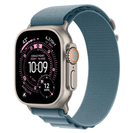 Apple Watch Ultra 3 (2025), 49 мм корпус из титана цвета «Natural», ремешок Alpine Loop размера M цвета «Light Blue»